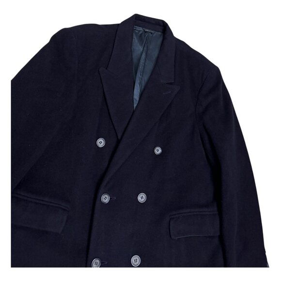 Vintage 80s CARRIAGE STOCK SAGE ALLEN Wool Designer Business Pea Coat Trench XL - Picture 4 of 9